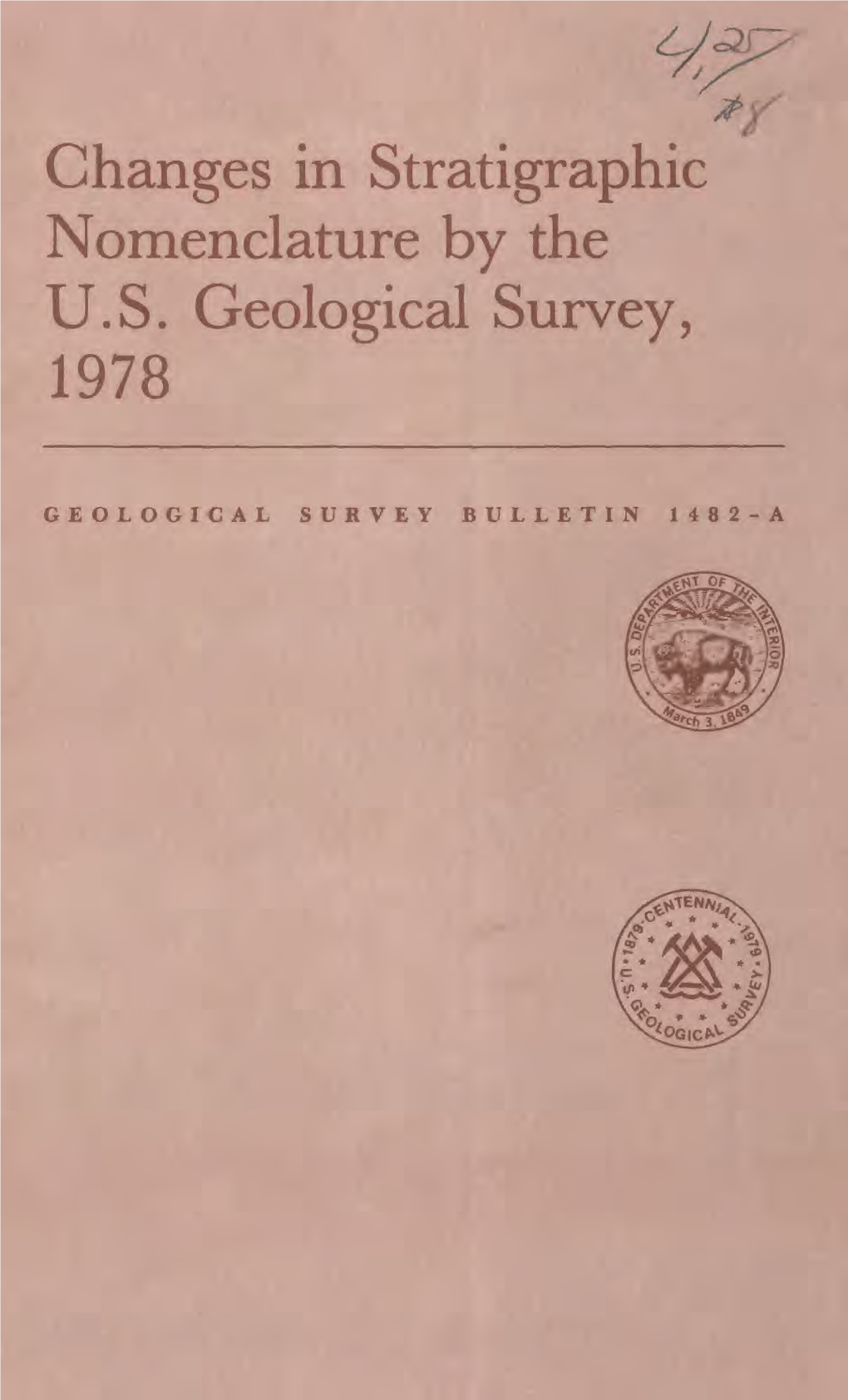 Changes in Stratigraphic Nomenclature by the U.S. Geological Survey, 1978