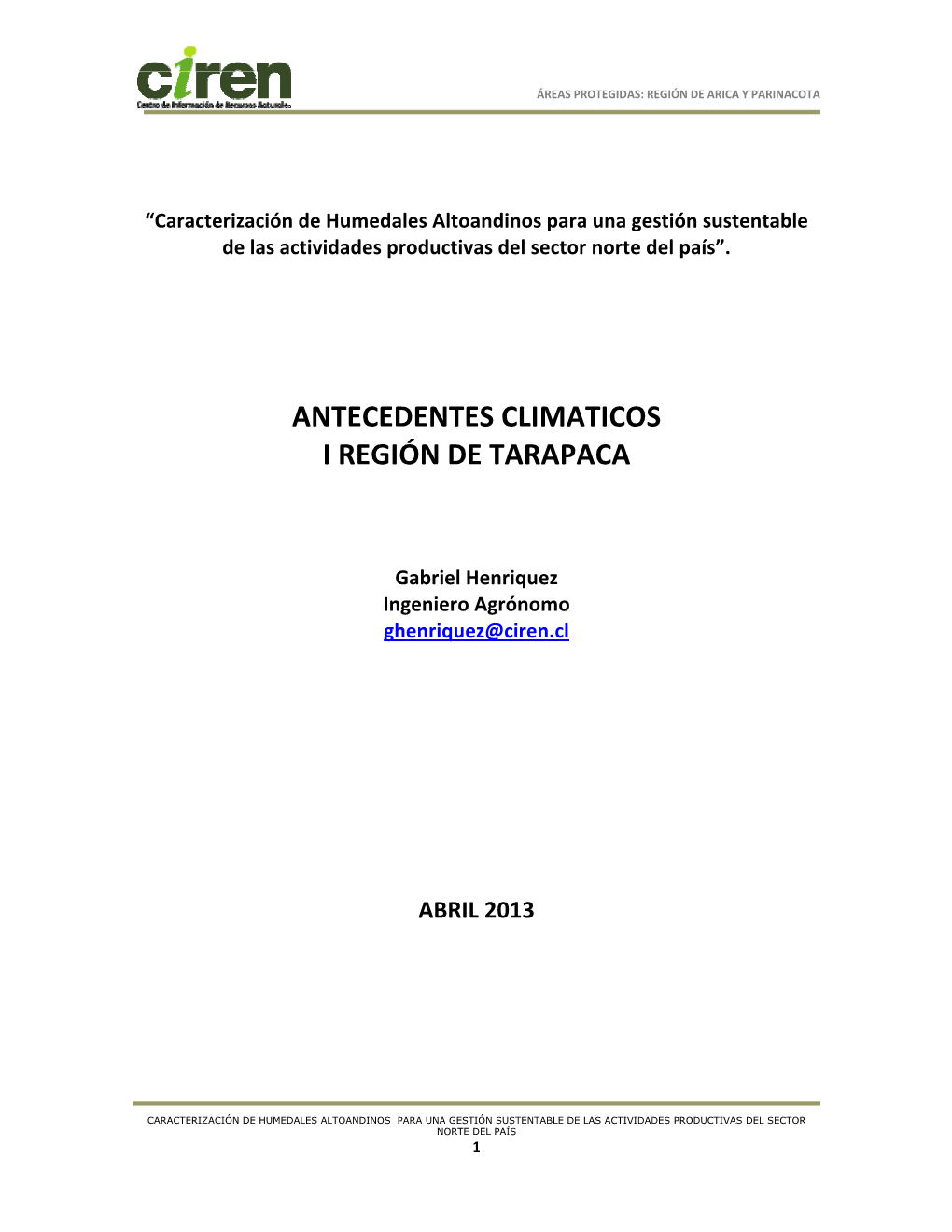 Antecedentes Climaticos I Región De Tarapaca