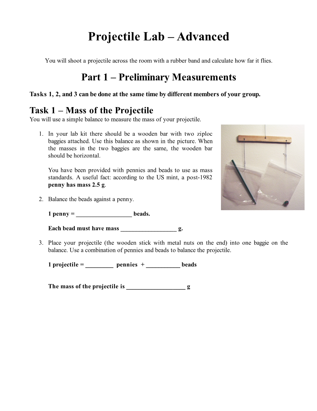 Projectile Lab – Advanced