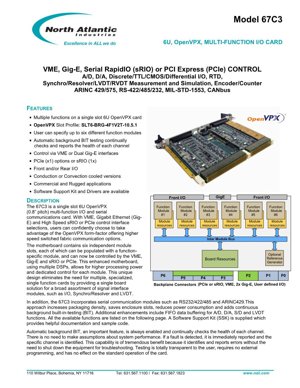 VME, Gig-E, Serial Rapidio (Srio) Or PCI Express (Pcie) CONTROL
