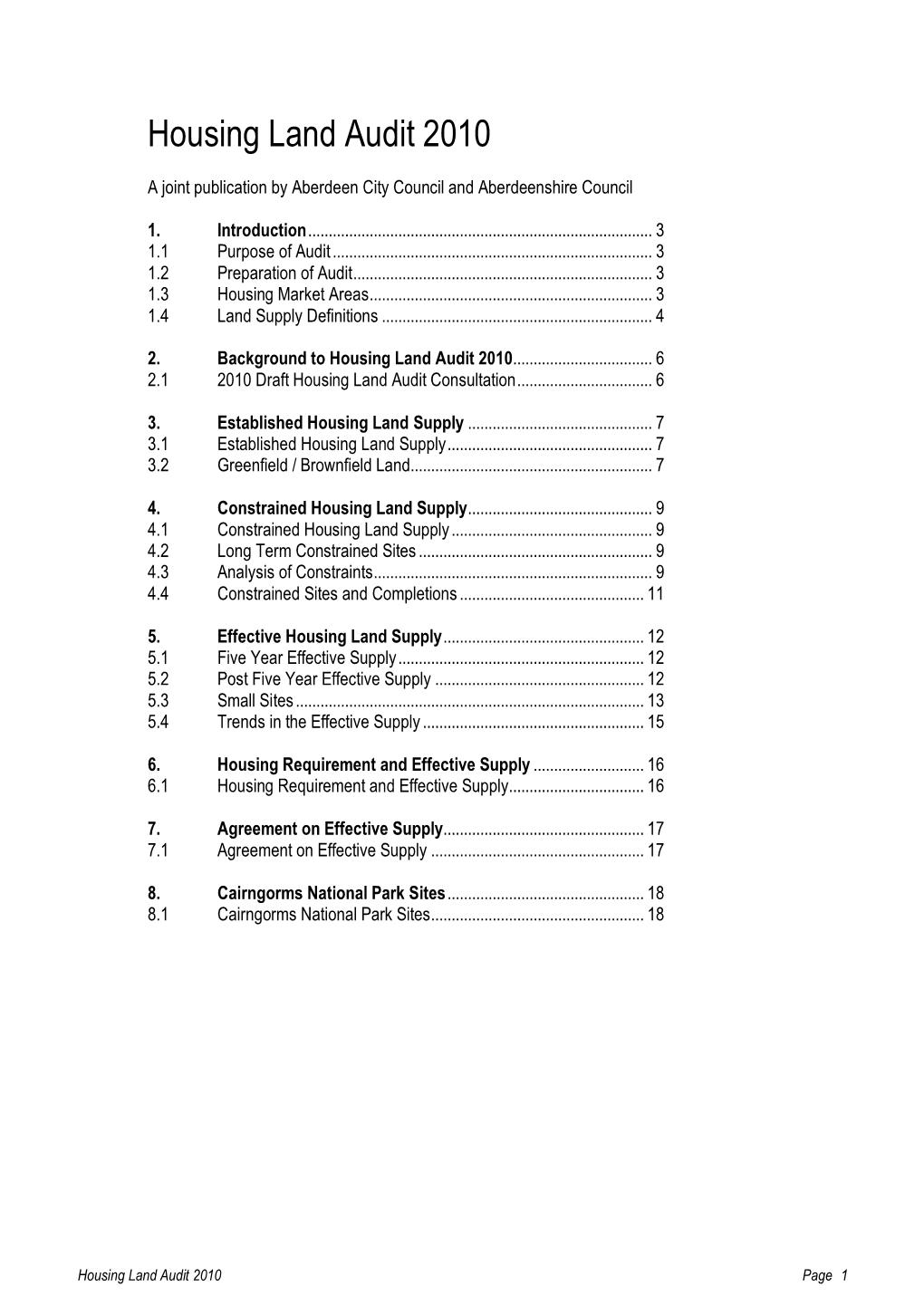 Housing Land Audit 2010