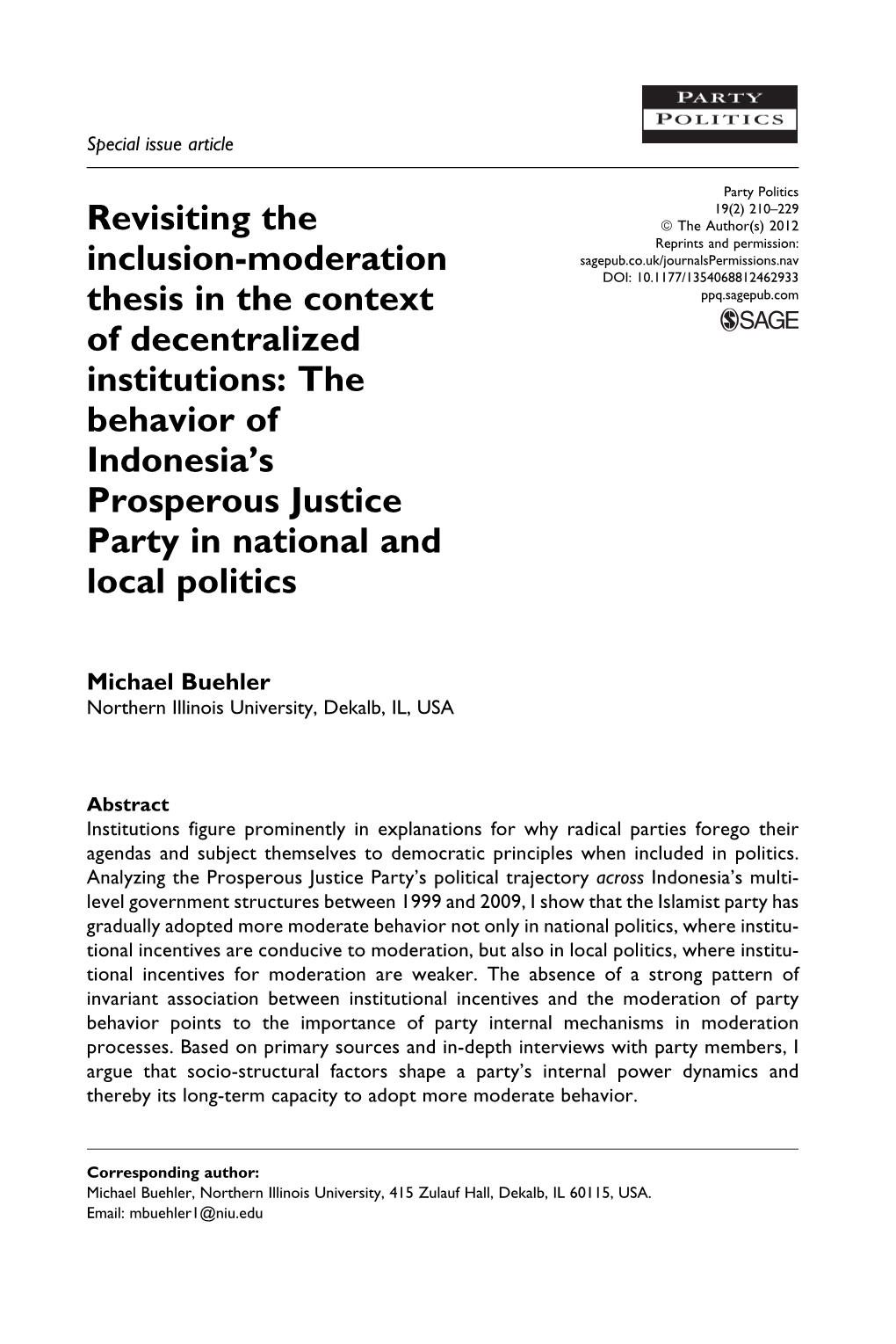 Revisiting the Inclusion-Moderation Thesis in the Context Of