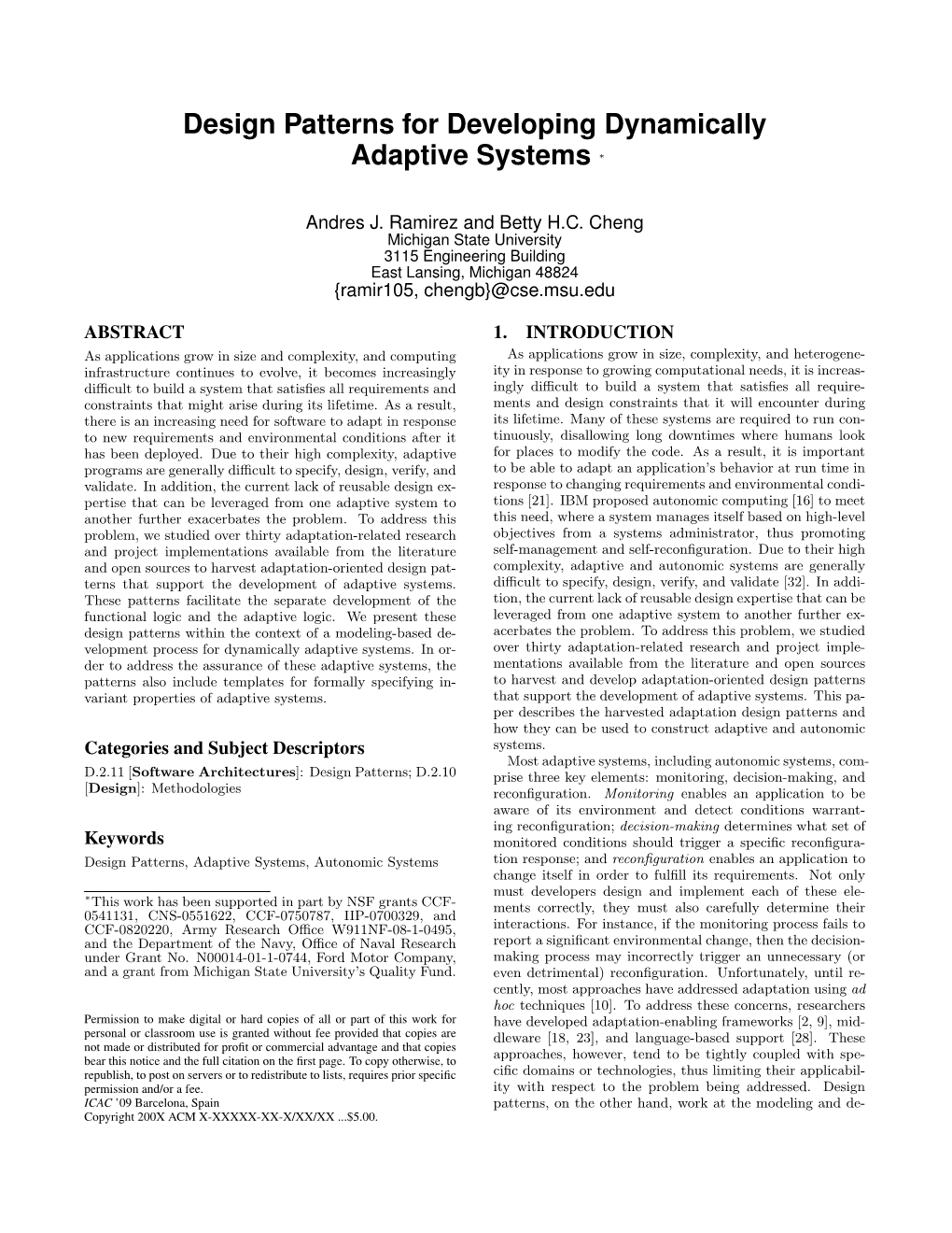 Design Patterns for Developing Dynamically Adaptive