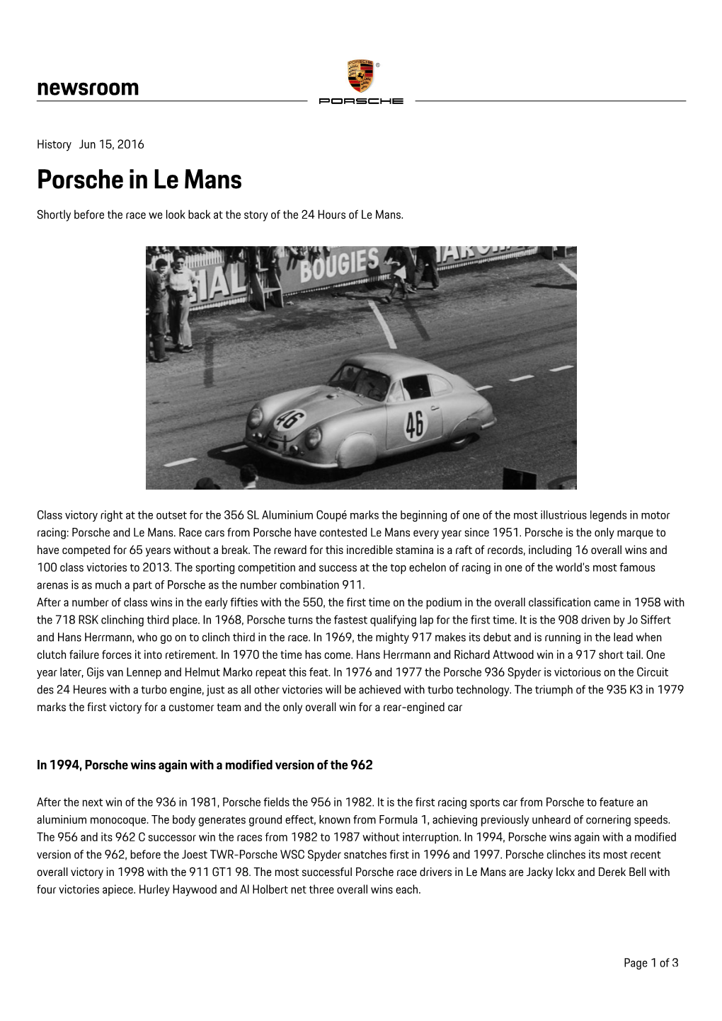 Porsche in Le Mans Shortly Before the Race We Look Back at the Story of the 24 Hours of Le Mans