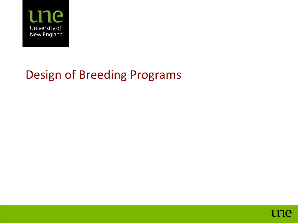 Design of Animal Breeding Programs