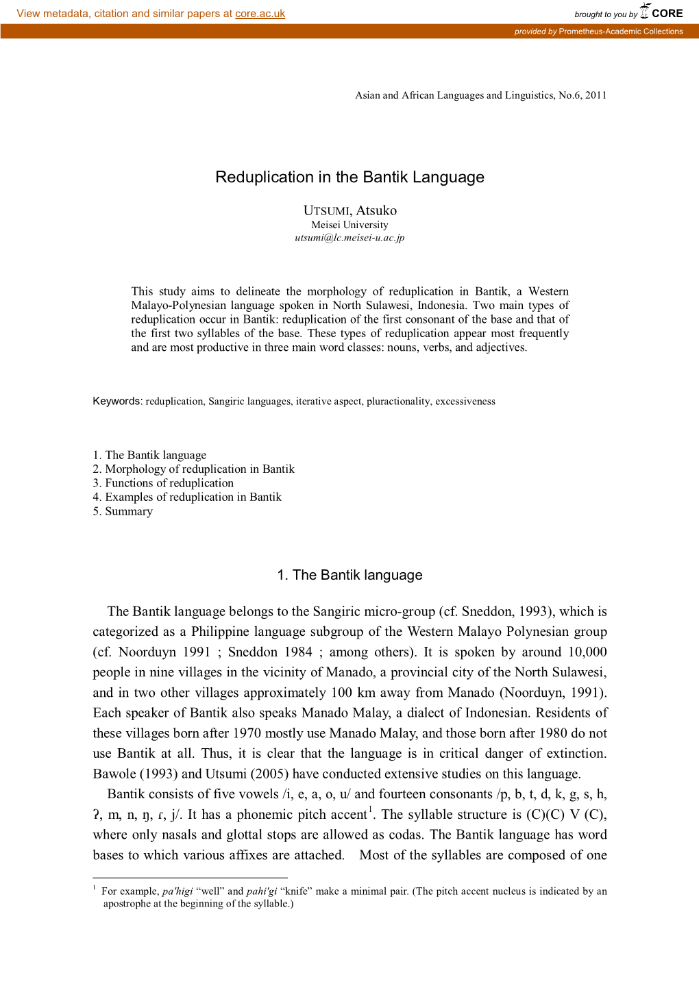 Reduplication in the Bantik Language