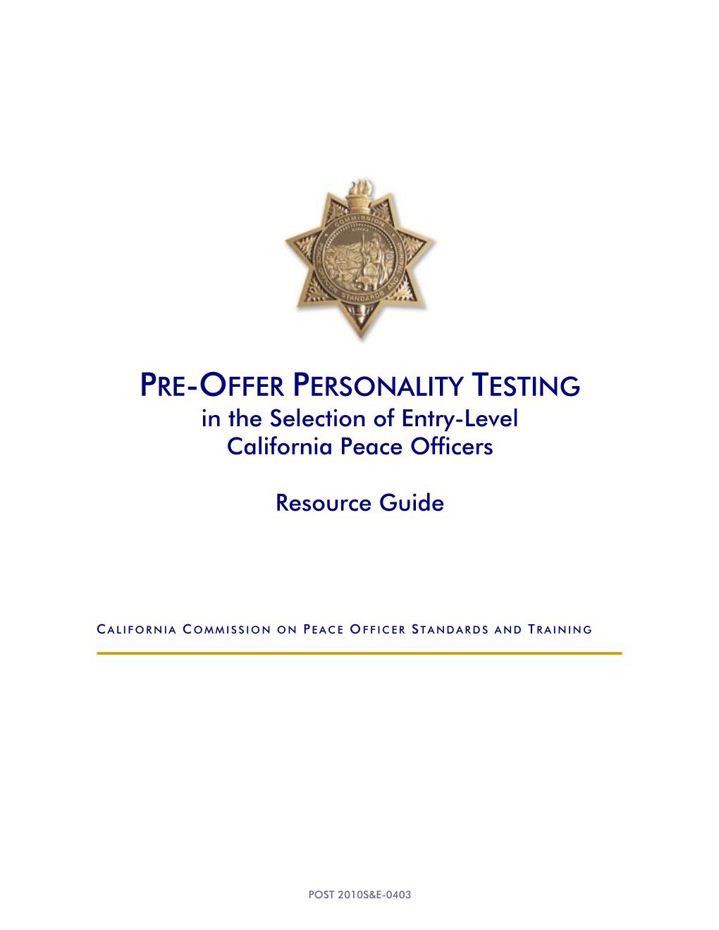 Pre-Offer Personality Testing Resource Guide