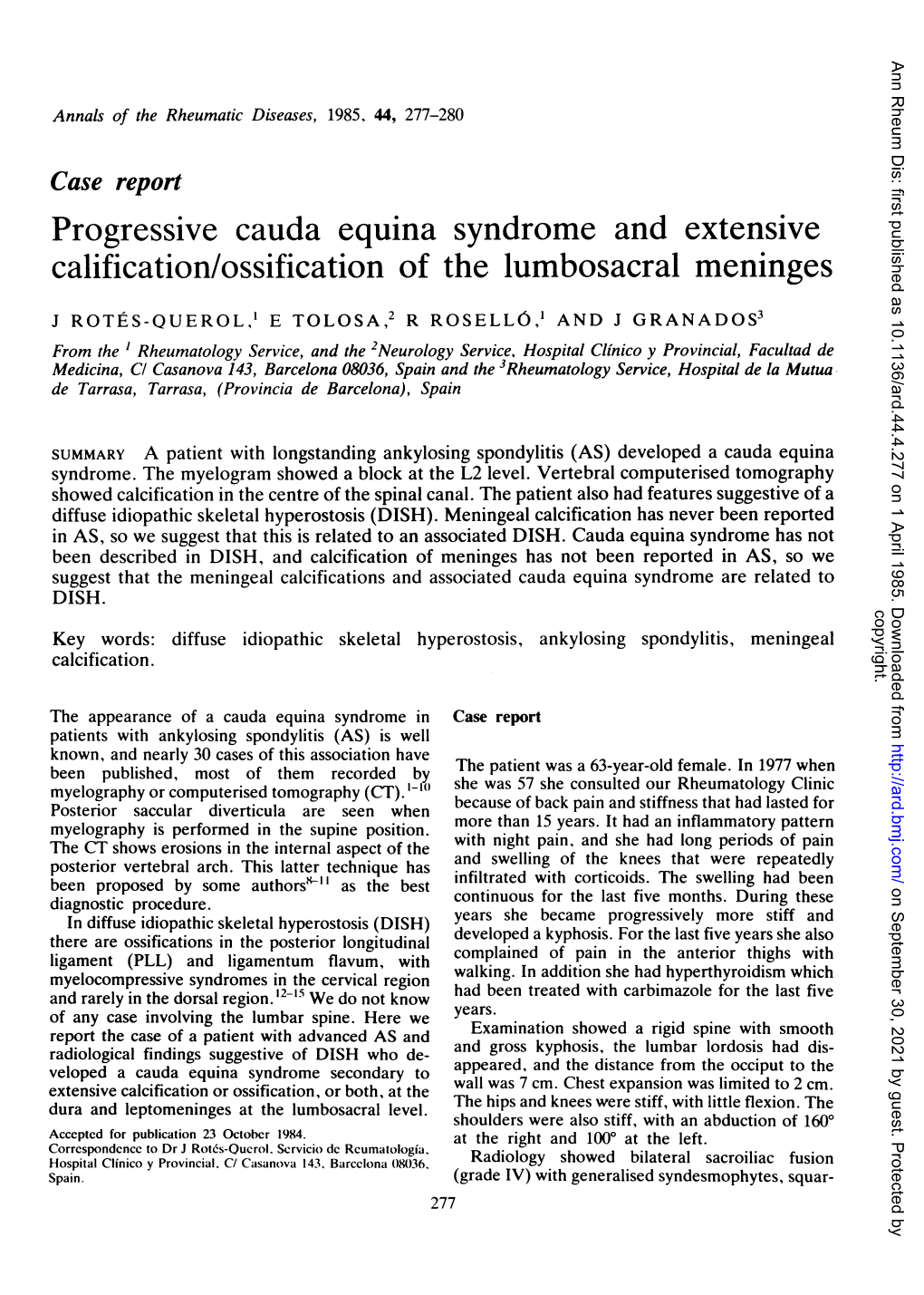 Progressive Cauda Equina Syndrome and Extensive Calification/Ossification of the Lumbosacral Meninges