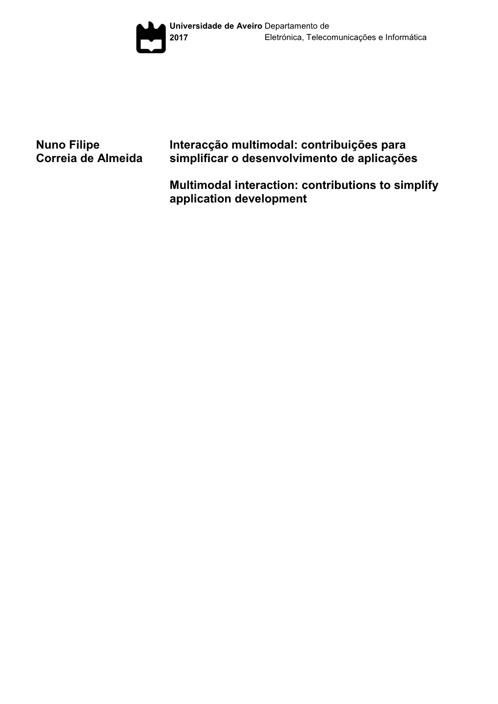Nuno Filipe Correia De Almeida Interacção Multimodal