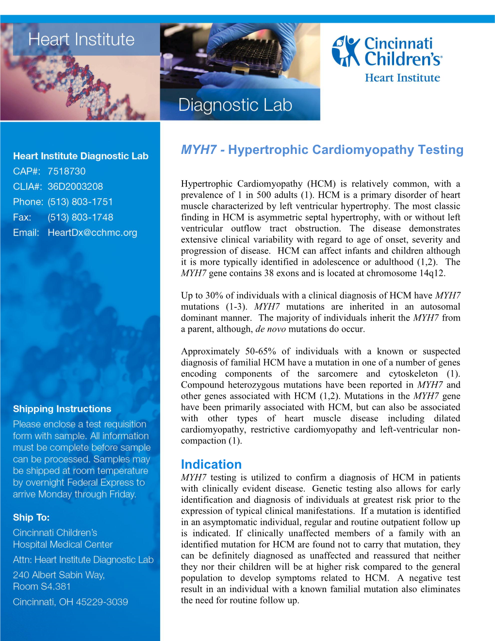 MYH7 - Hypertrophic Cardiomyopathy Testing