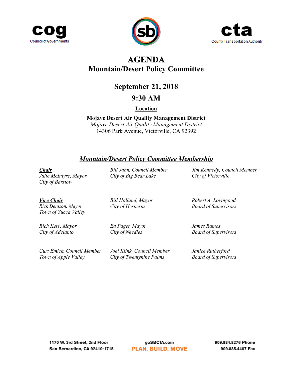 AGENDA Mountain/Desert Policy Committee