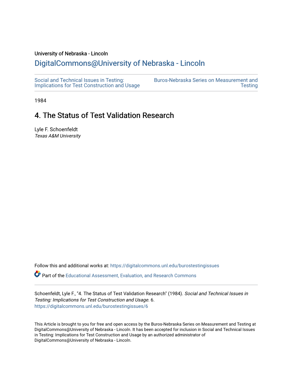 4. the Status of Test Validation Research