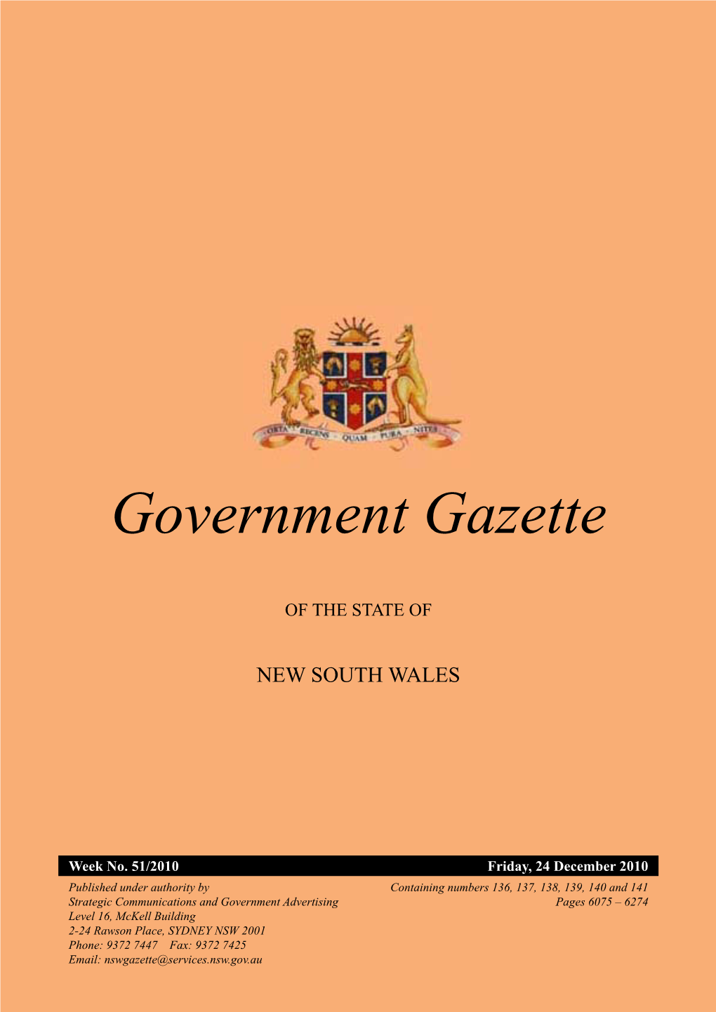 Government Gazette for 24 December 2010