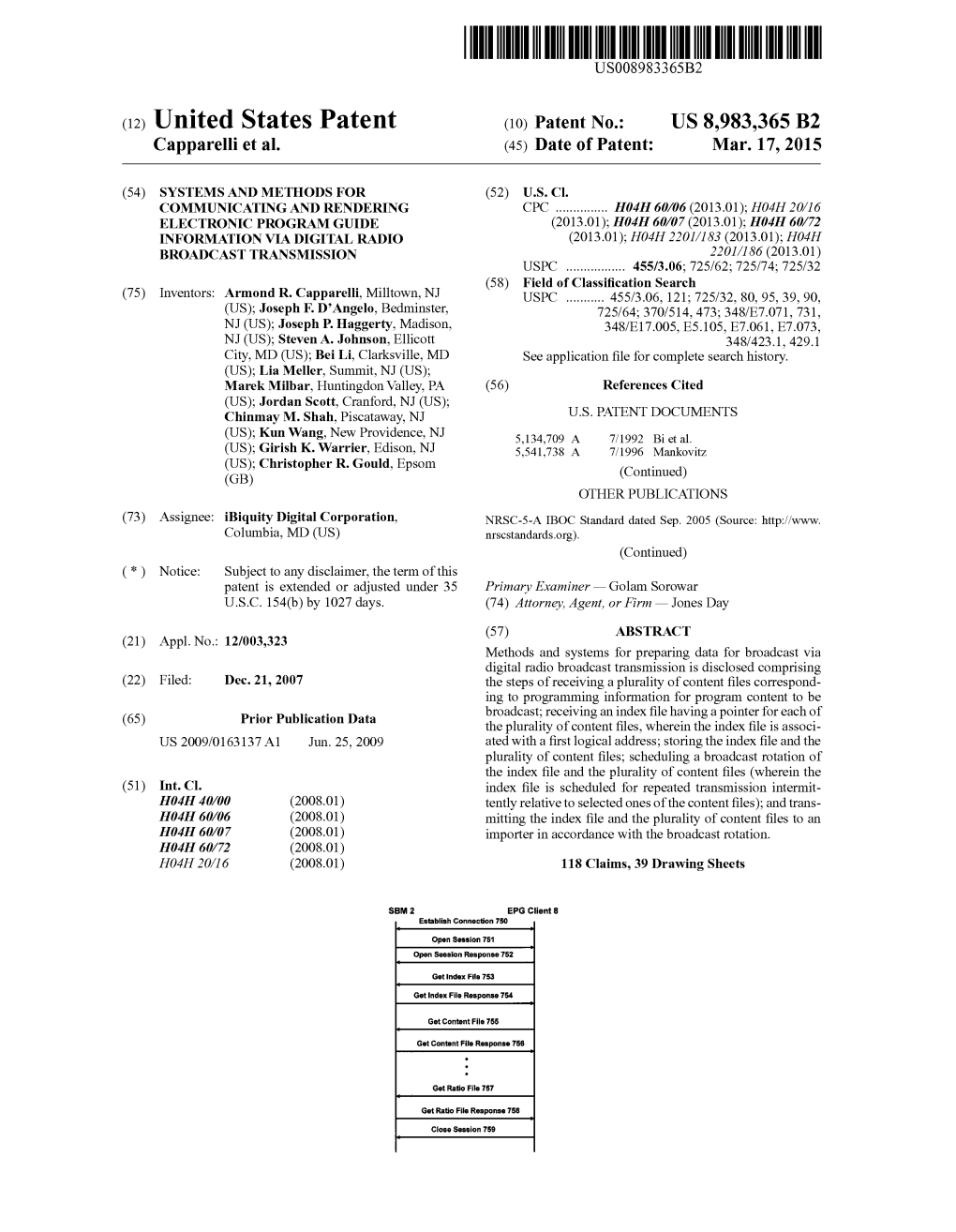 (12) United States Patent (10) Patent No.: US 8,983,365 B2 Capparelli Et Al