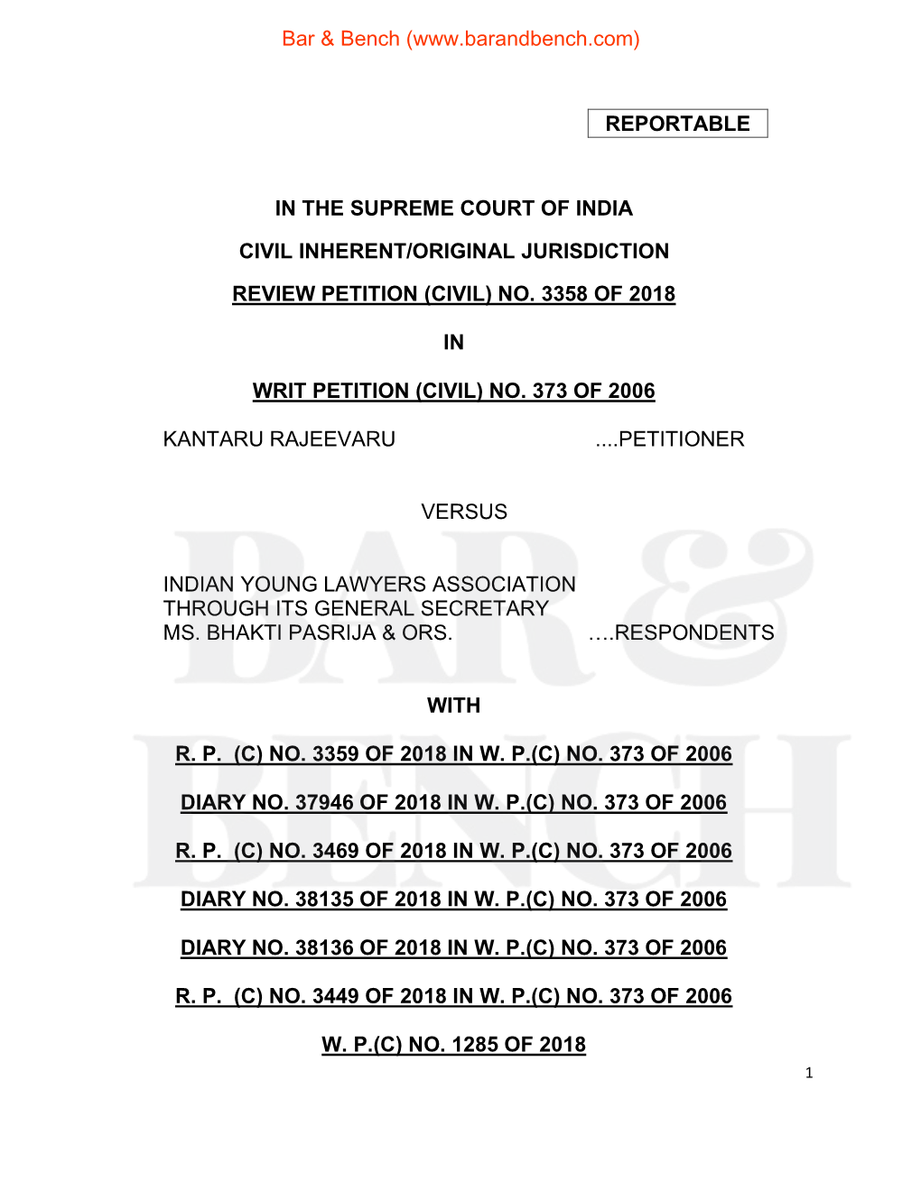 Reportable in the Supreme Court of India Civil Inherent