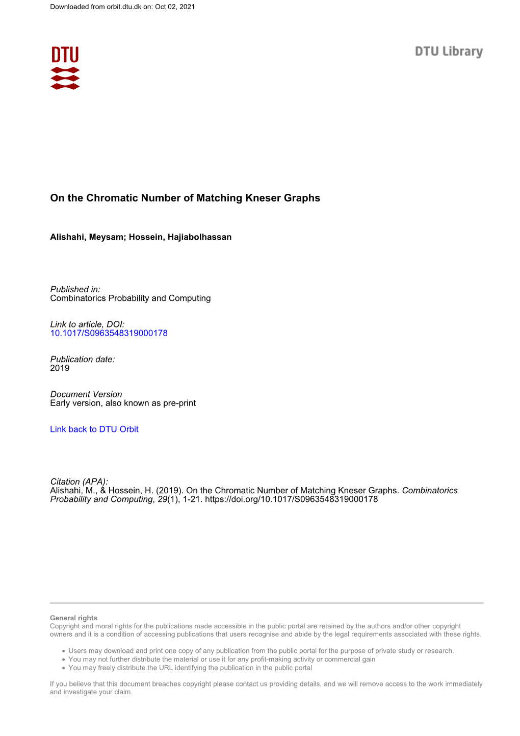 On the Chromatic Number of Matching Kneser Graphs