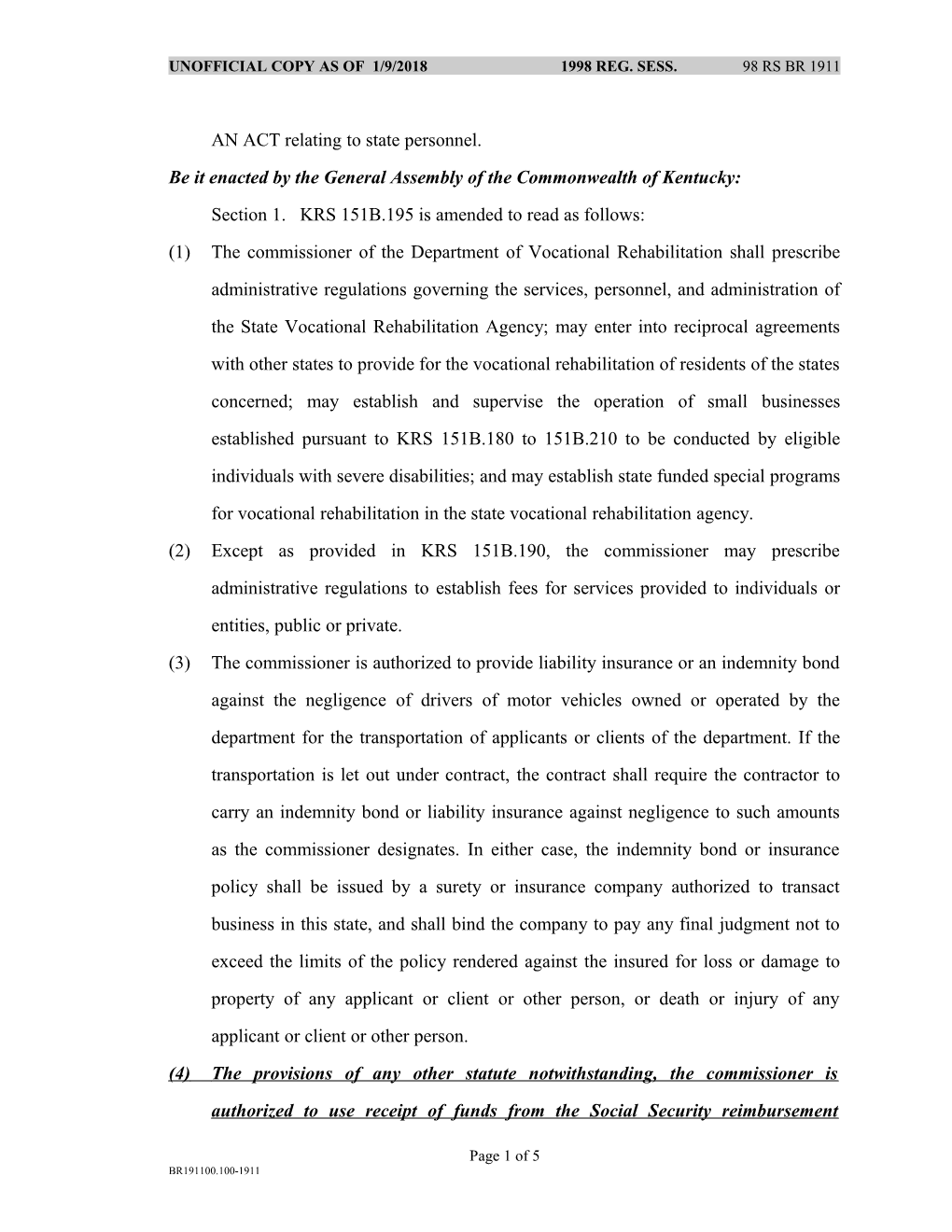 AN ACT Relating to State Personnel