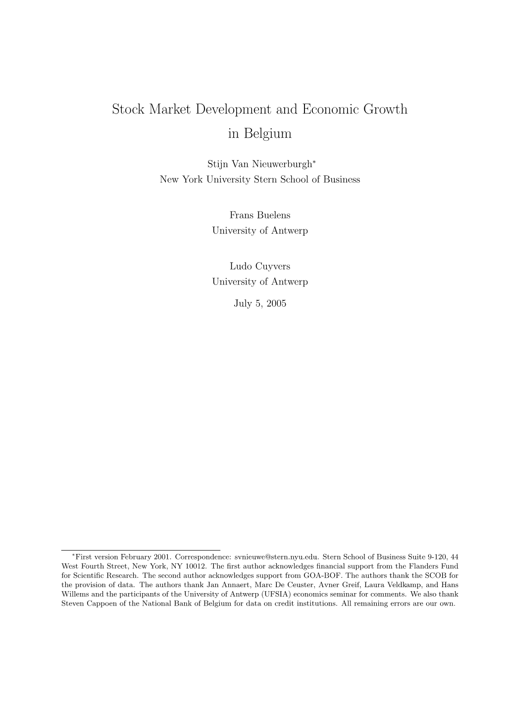 Stock Market Development and Economic Growth in Belgium