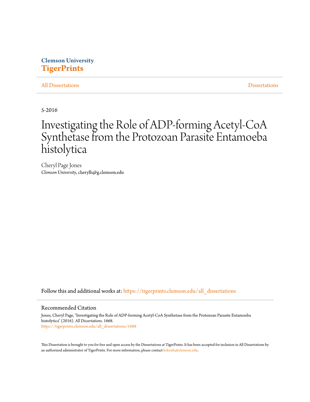 Investigating the Role of ADP-Forming Acetyl-Coa Synthetase from The