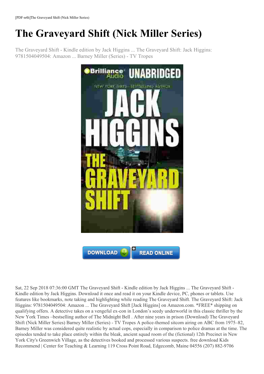 Download) the Graveyard Shift (Nick Miller Series