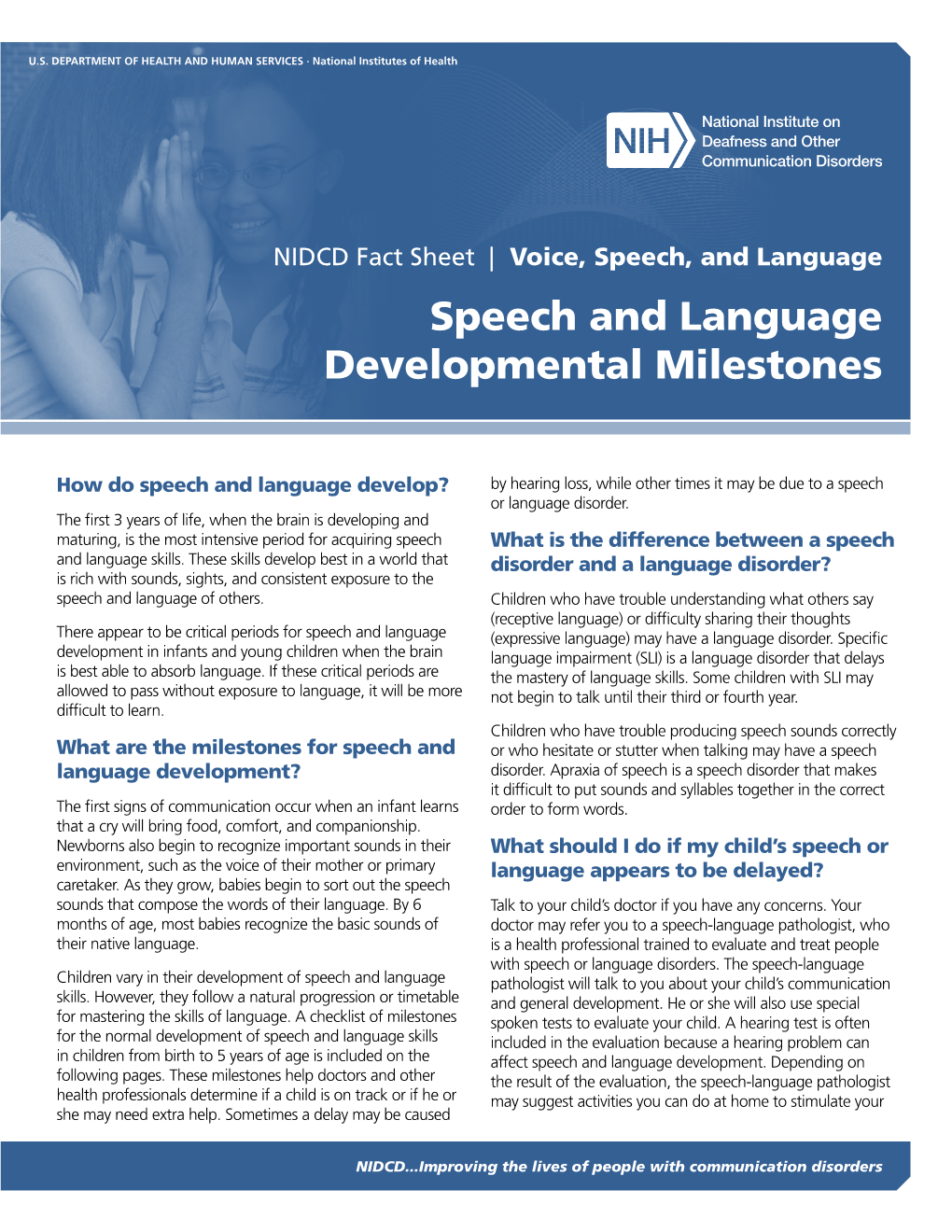 Speech and Language Developmental Milestones