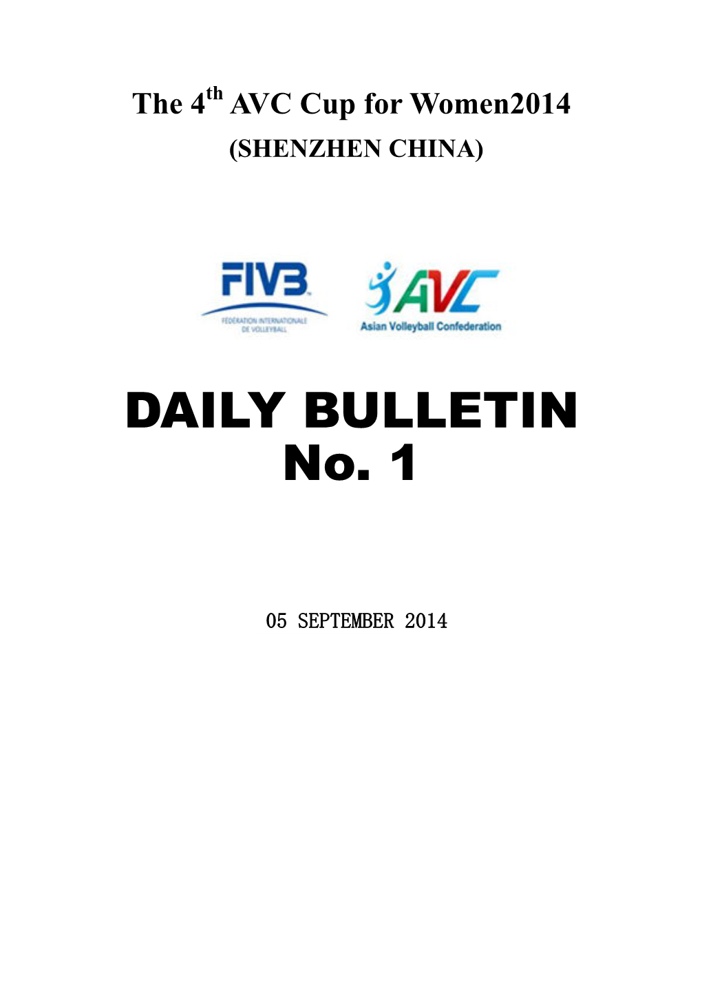 Bulletin#1 – 4Th AVC Cup for Women