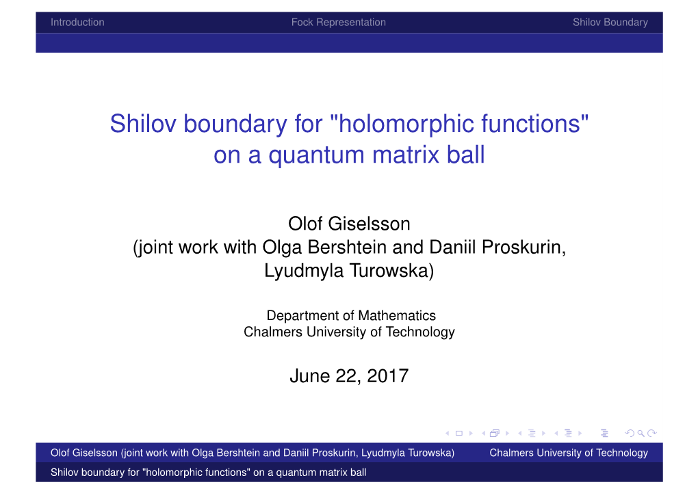 Shilov Boundary for "Holomorphic Functions" on a Quantum Matrix Ball