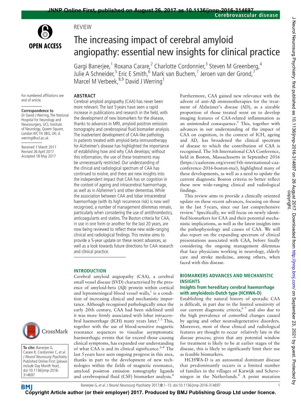 The Increasing Impact of Cerebral Amyloid Angiopathy: Essential New