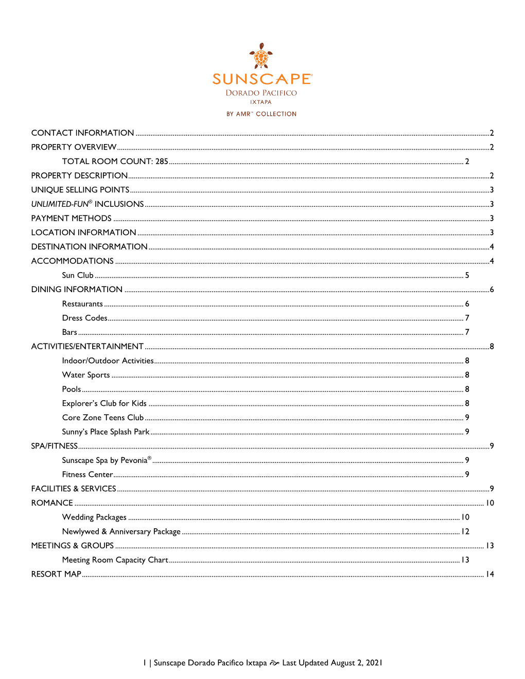 1 | Sunscape Dorado Pacifico Ixtapa Last Updated August 2, 2021