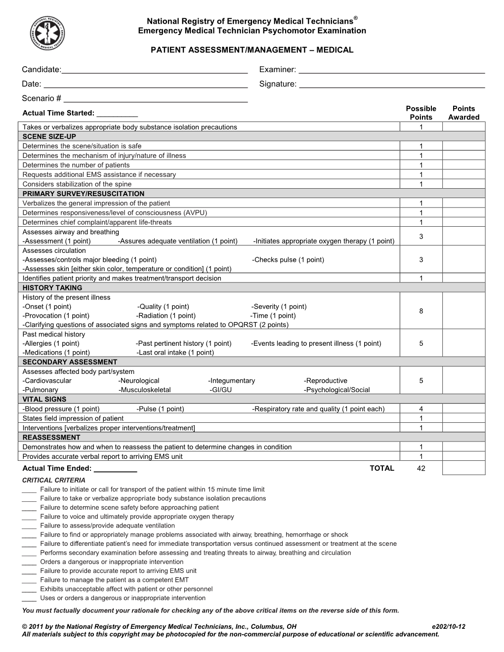 Patient Assessment – Medical