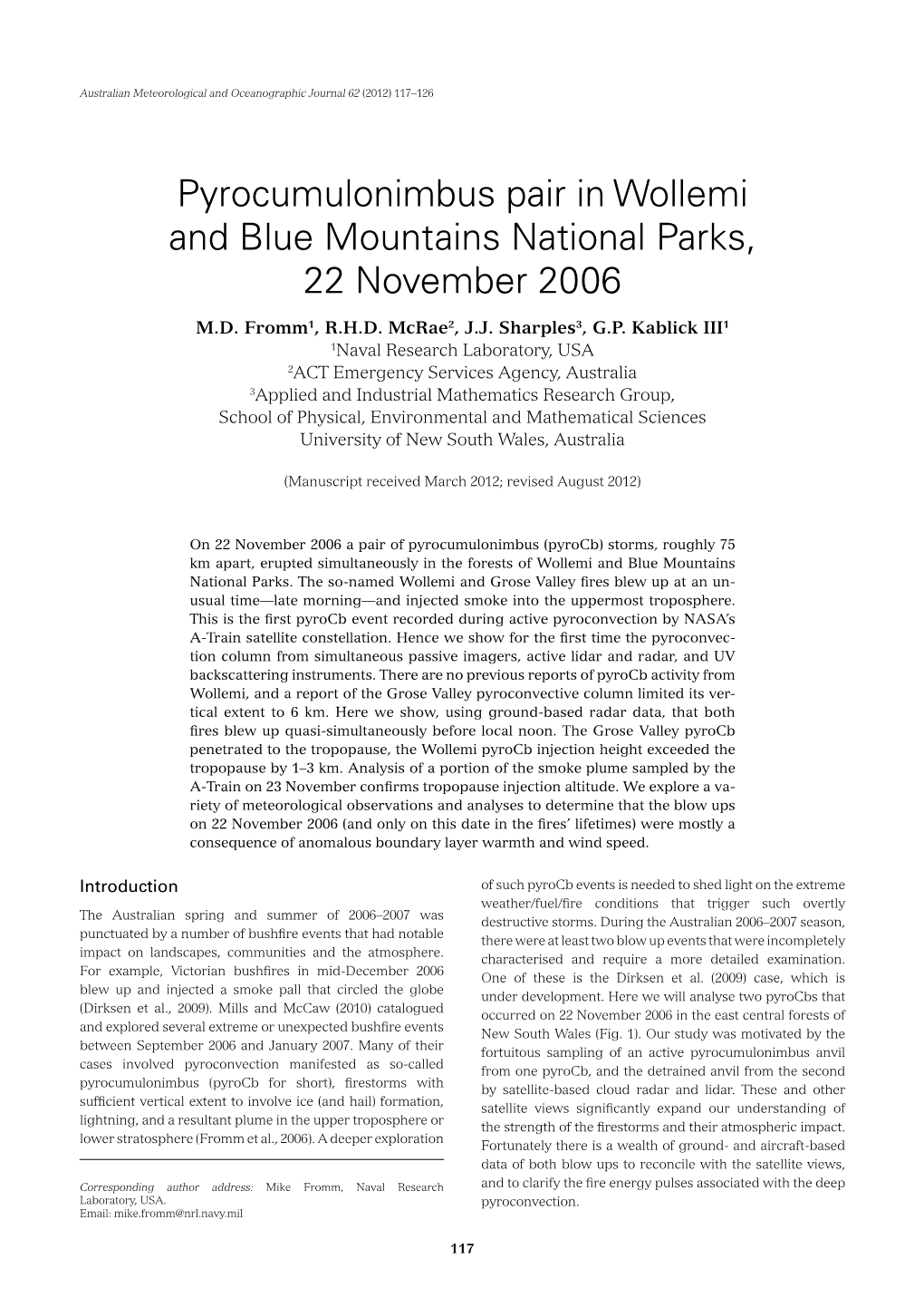 Pyrocumulonimbus Pair in Wollemi and Blue Mountains National Parks, 22 November 2006