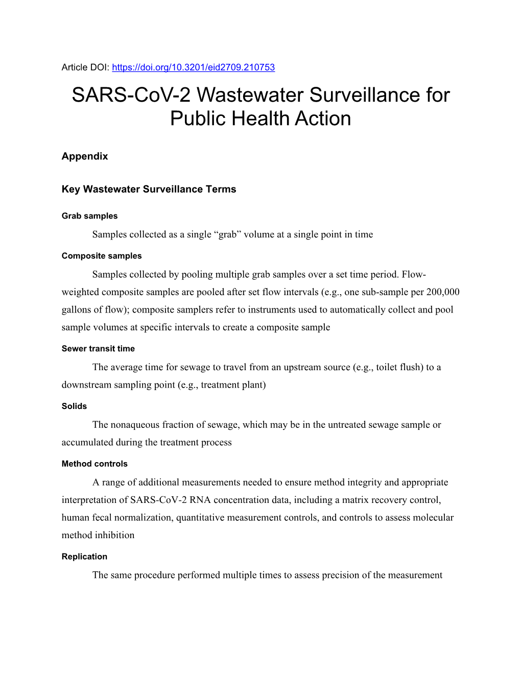 SARS-Cov-2 Wastewater Surveillance for Public Health Action