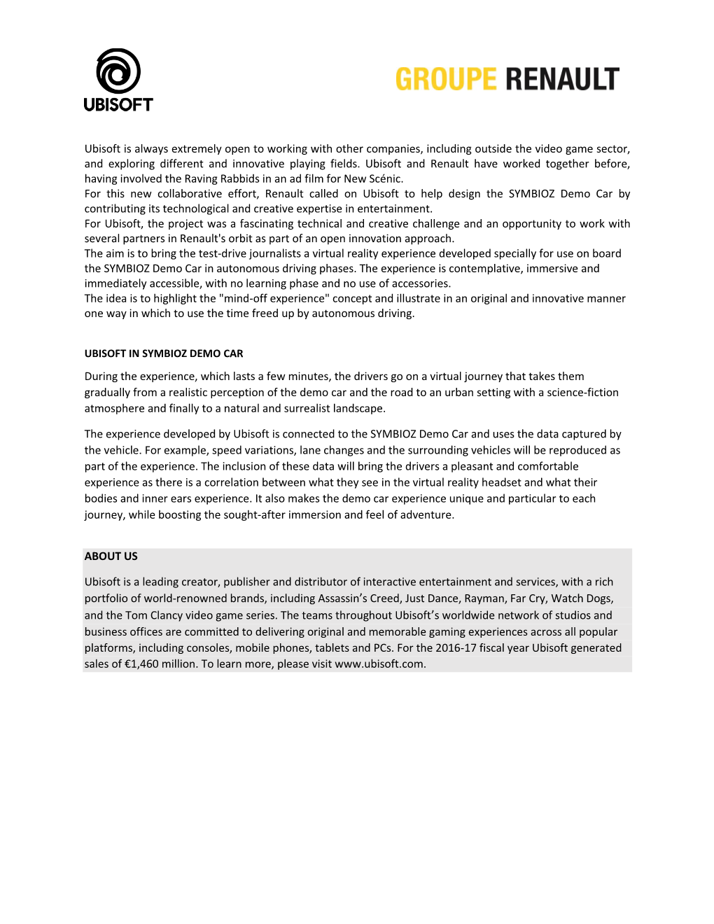 Ubisoft Is Always Extremely Open to Working with Other Companies, Including Outside the Video Game Sector, and Exploring Different and Innovative Playing Fields