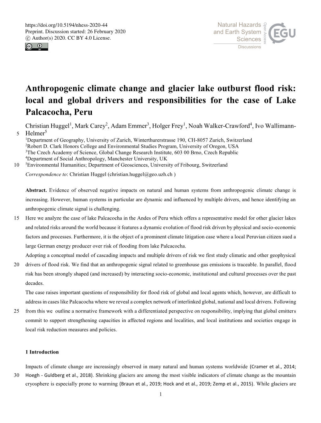 Anthropogenic Climate Change and Glacier Lake Outburst Flood Risk