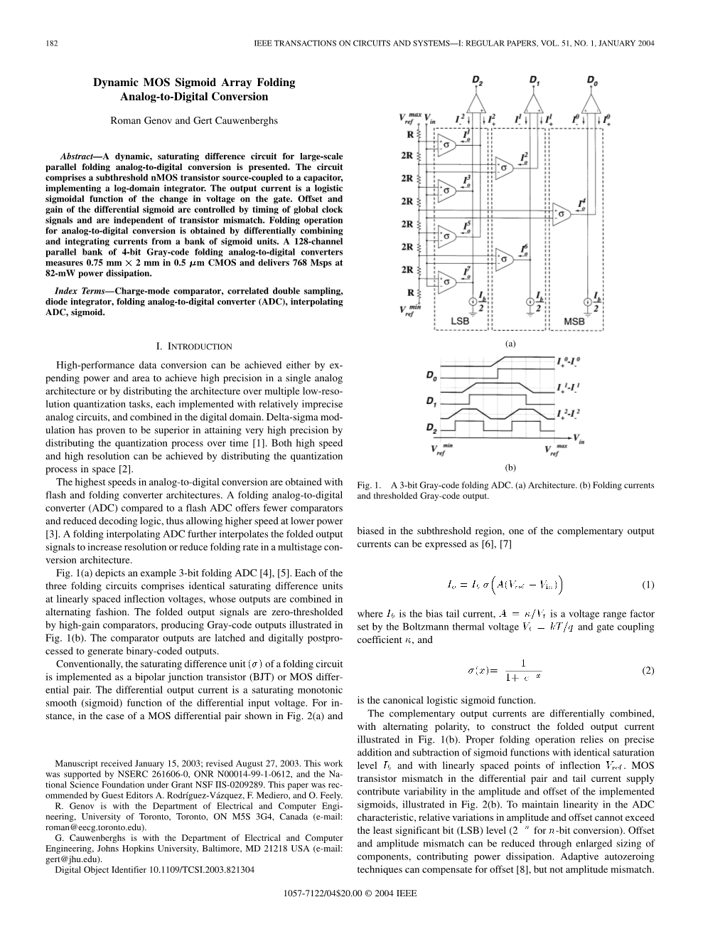 Dynamic MOS Sigmoid Array Folding Analog-To-Digital Conversion