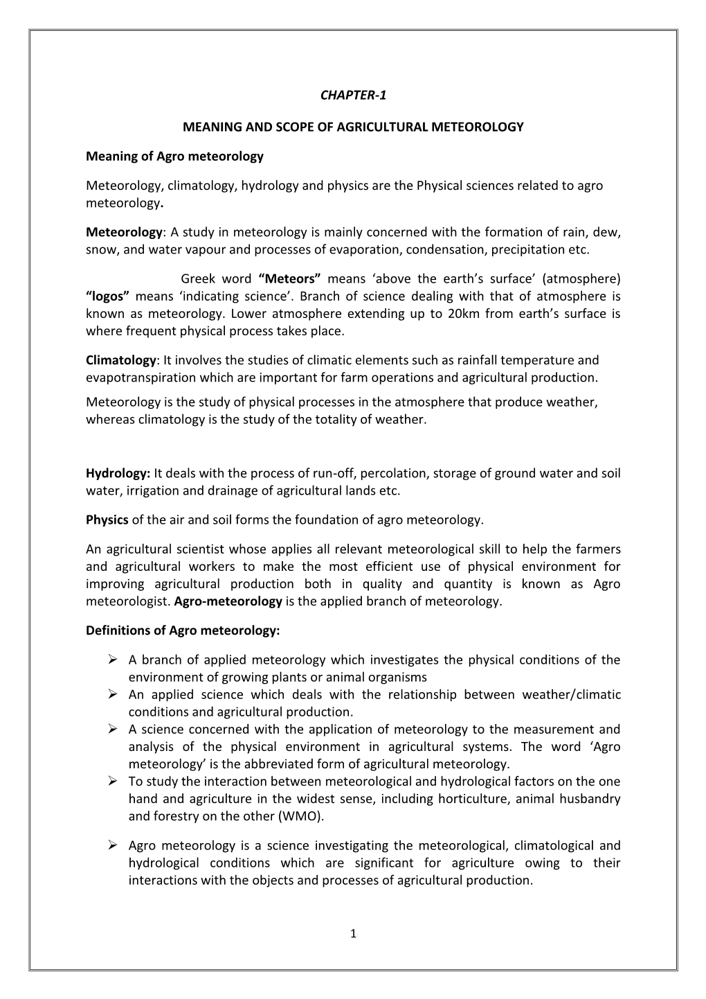 Chapter-1 Meaning and Scope of Agricultural