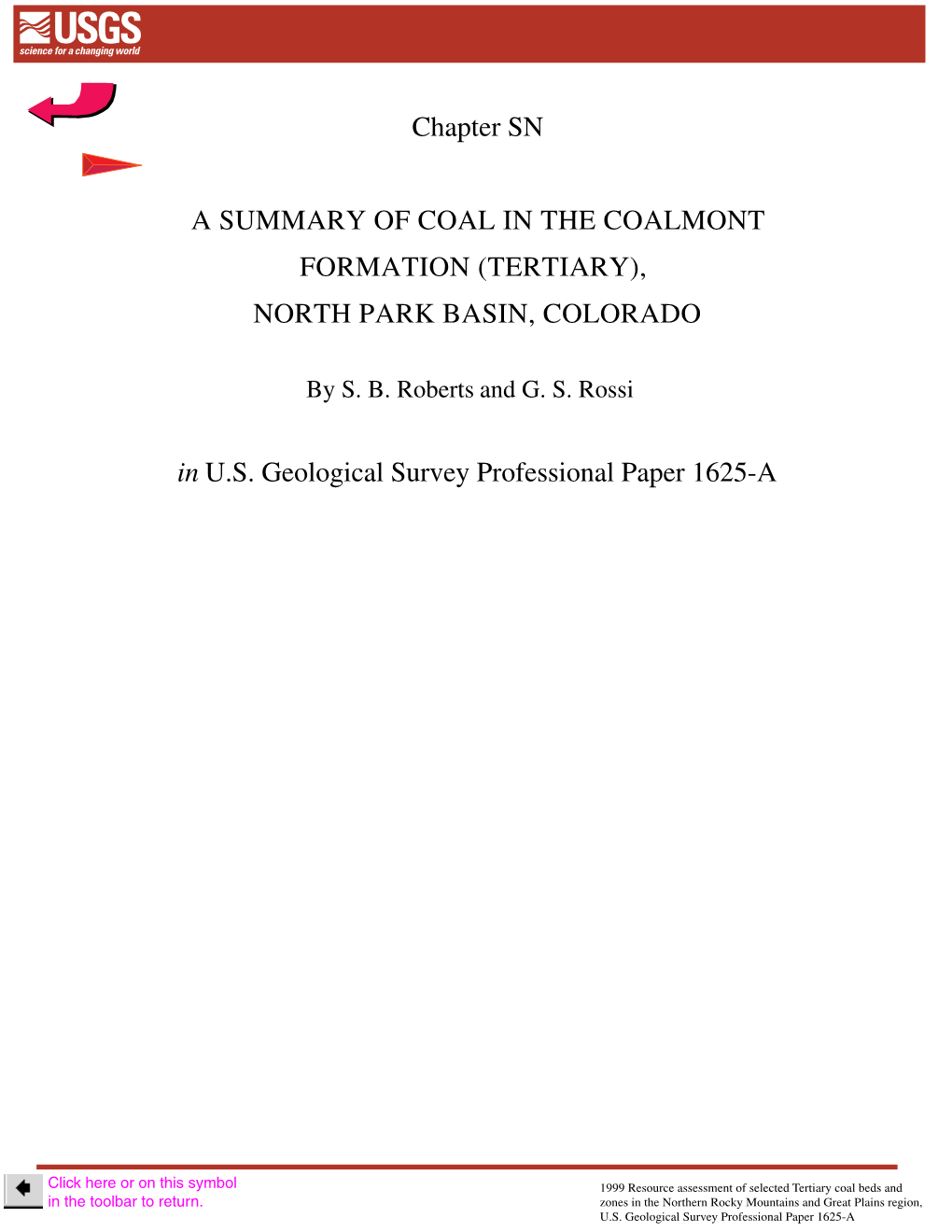 Chapter SN a SUMMARY of COAL in the COALMONT FORMATION