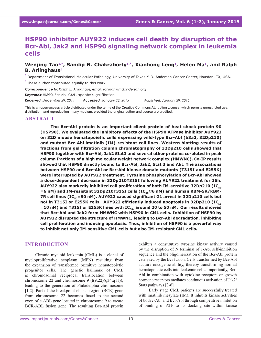 HSP90 Inhibitor AUY922 Induces Cell Death by Disruption of the Bcr-Abl, Jak2 and HSP90 Signaling Network Complex in Leukemia Cells