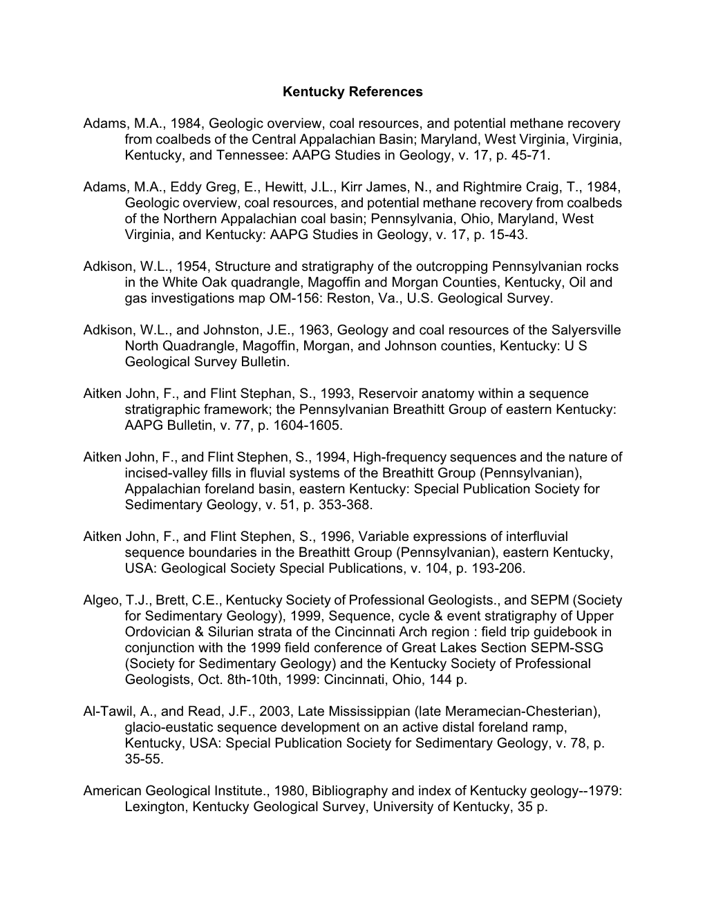 Kentucky Geothermal References