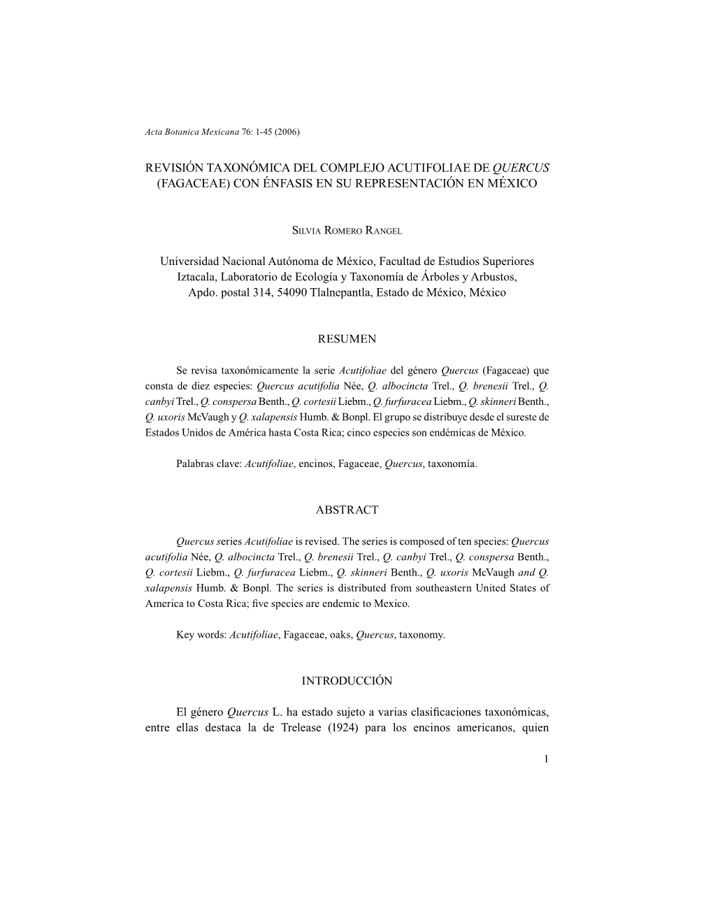 Redalyc.Revisión Taxonómica Del Complejo Acutifoliae De Quercus