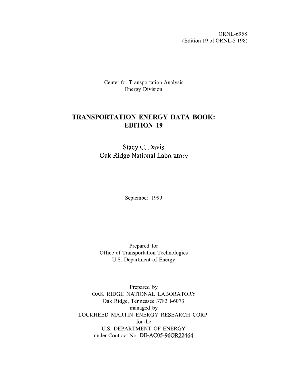 Edition 19 of ORNL-5 198)