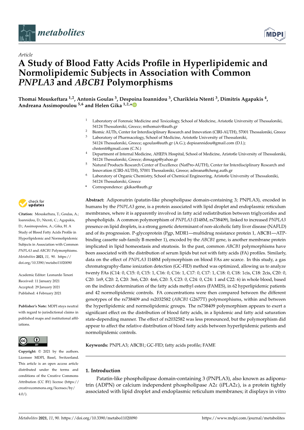 A Study of Blood Fatty Acids Profile in Hyperlipidemic and Normolipidemic