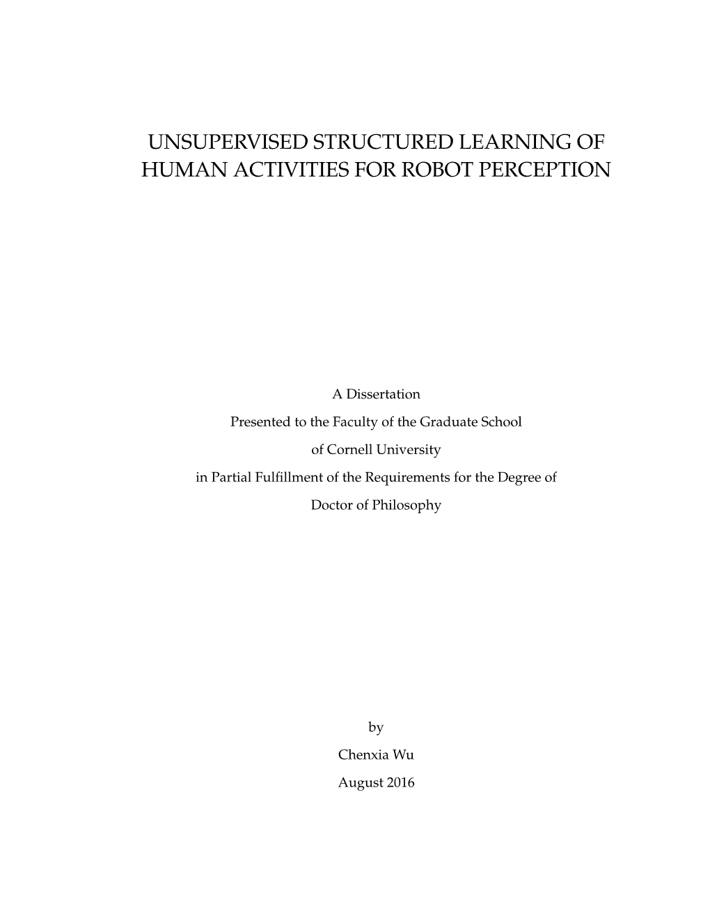 Unsupervised Structured Learning of Human Activities for Robot Perception