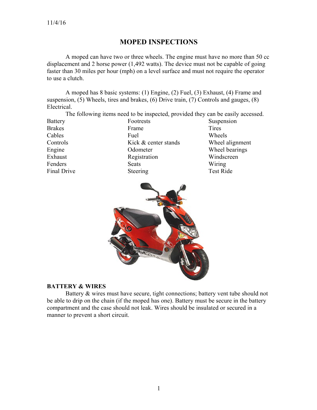 Moped Inspections