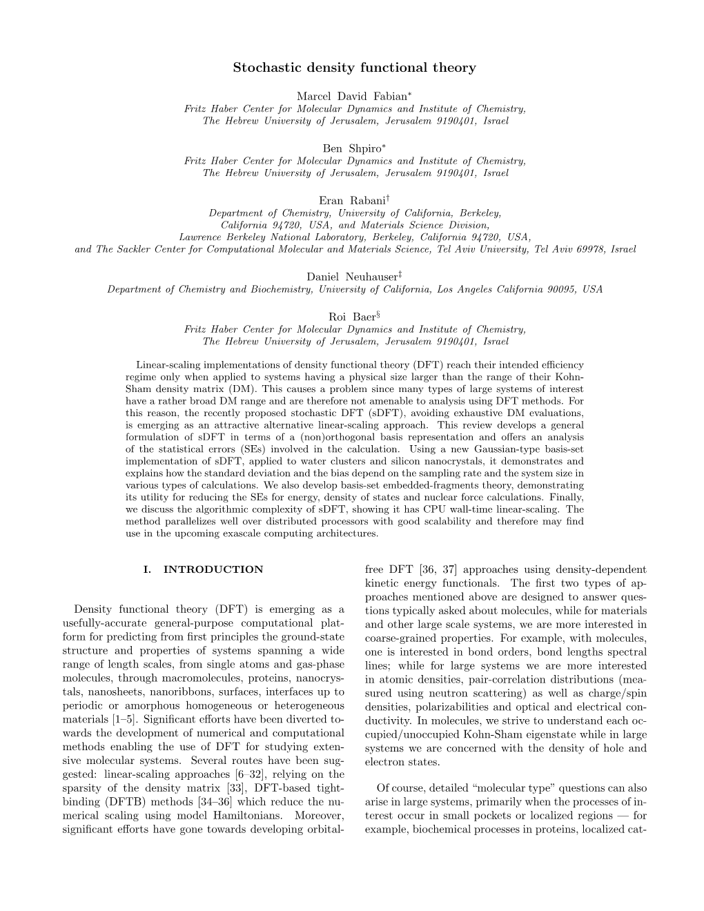 Stochastic Density Functional Theory