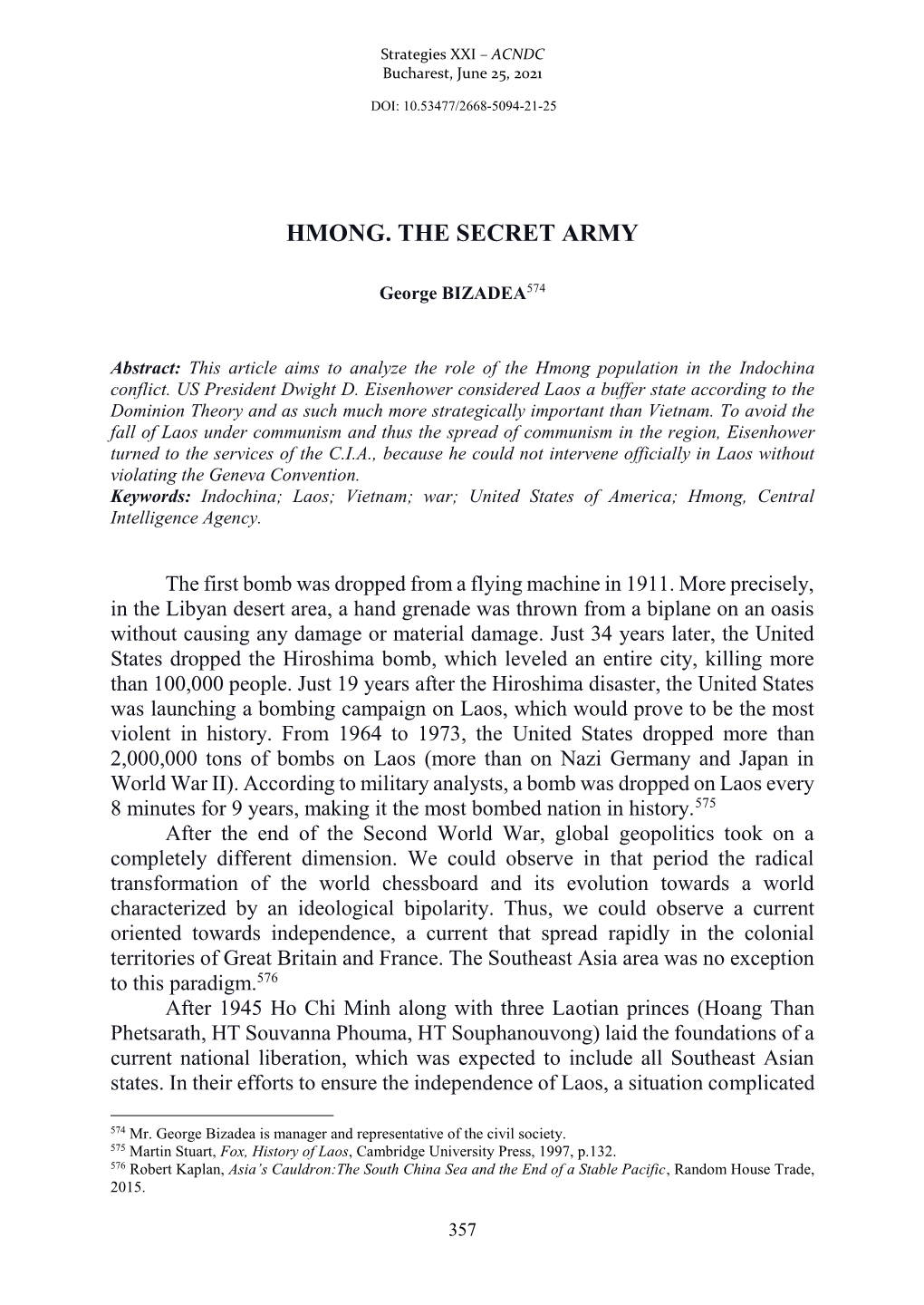 Hmong. the Secret Army