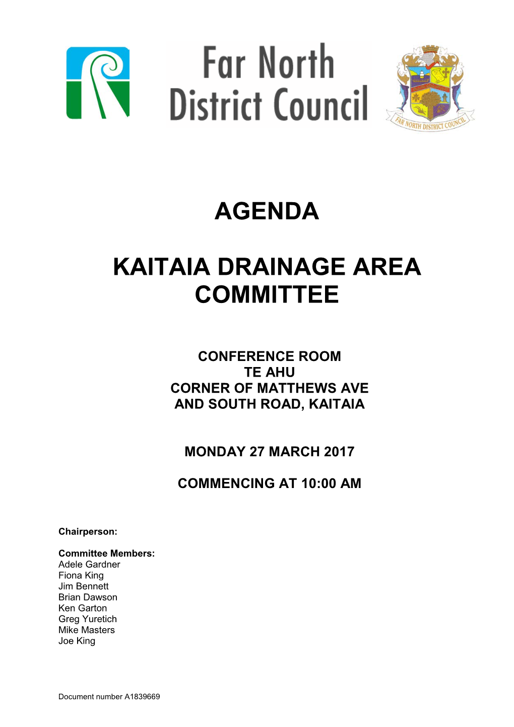 Kaitaia Drainage Area Management And