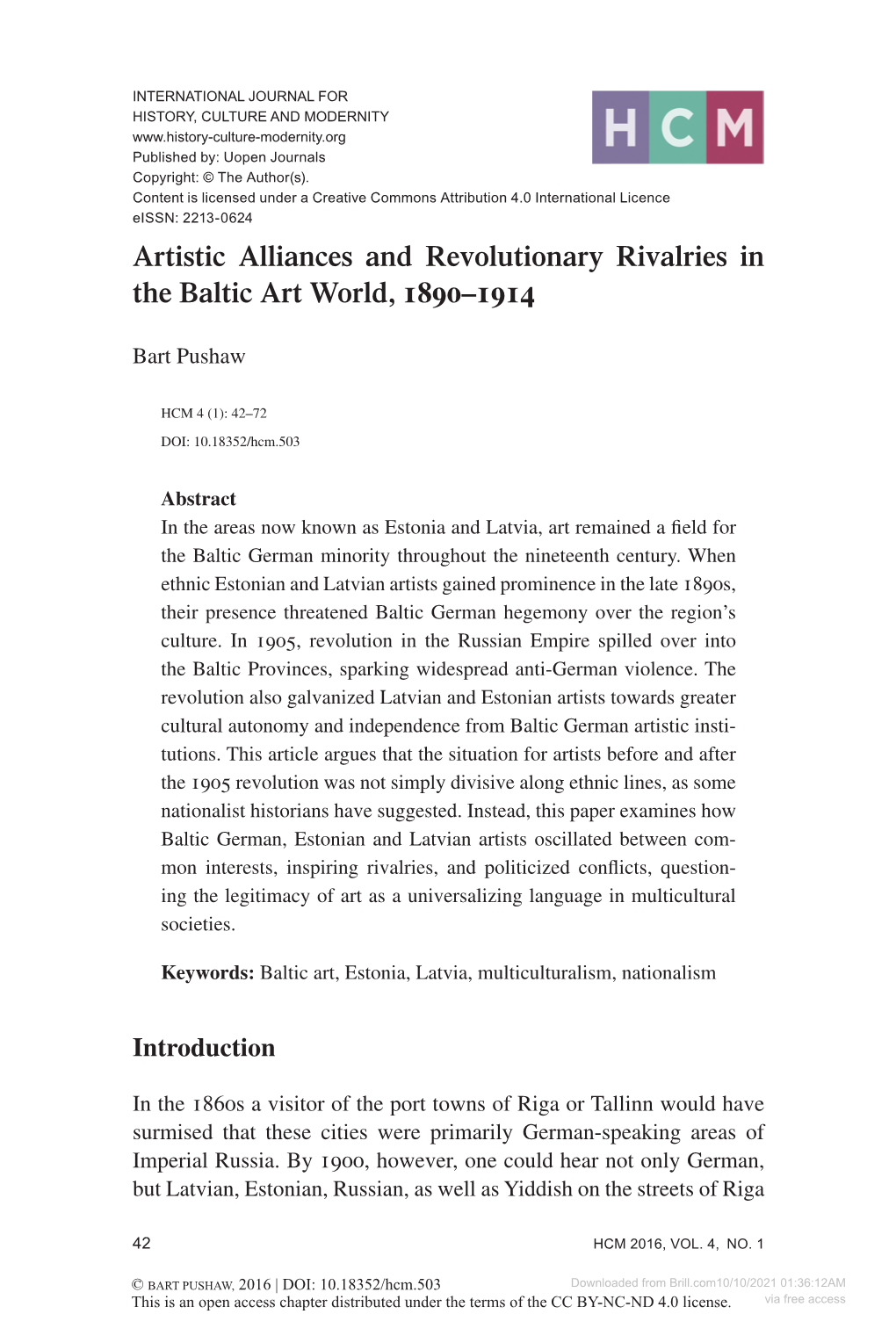 Artistic Alliances and Revolutionary Rivalries in the Baltic Art World, 1890–1914