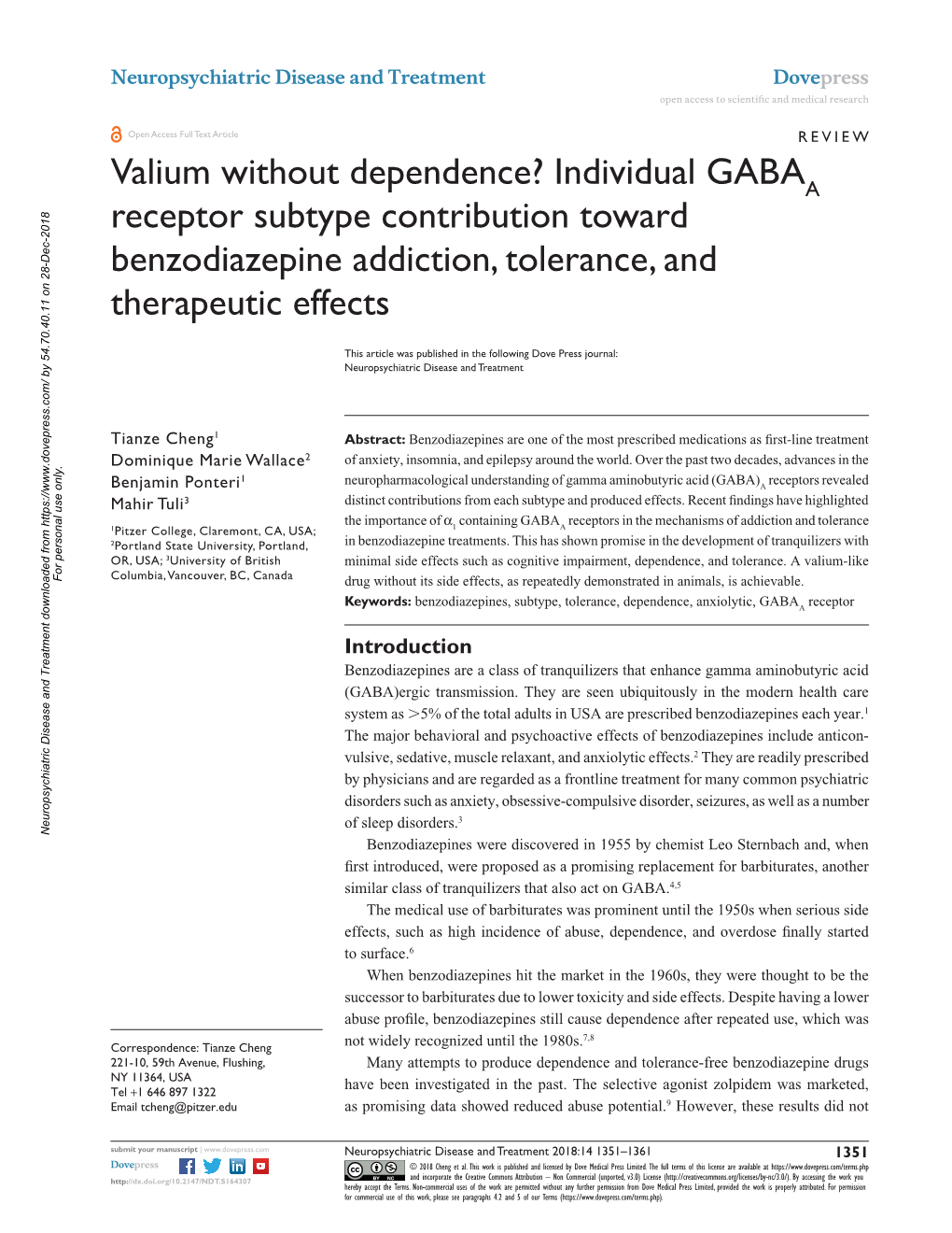 Individual GABA Receptor Subtype Contribution Toward Benzodiazepine