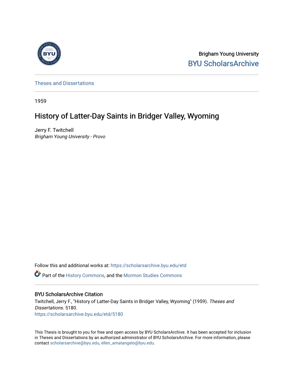 History of Latter-Day Saints in Bridger Valley, Wyoming